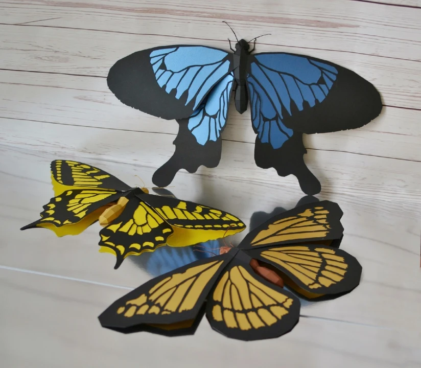 Low Poly Butterfly Papercraft PDF Template - 3D Wall Art DIY Kit - Geometric Insect Decor - Instant Digital Download