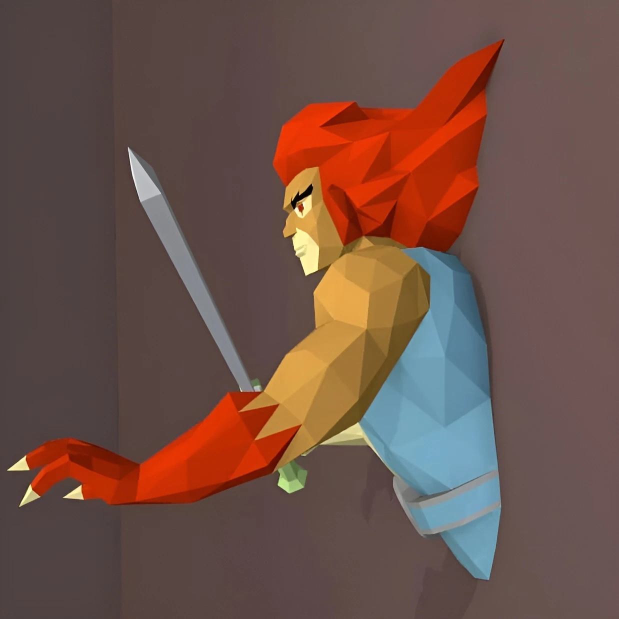 Lion-O, ThunderCats Papercraft, PDF Template, DIY 3d Model, FanArt, Paper Sculpture, Low Poly, Pepakura Craft, Manualidad