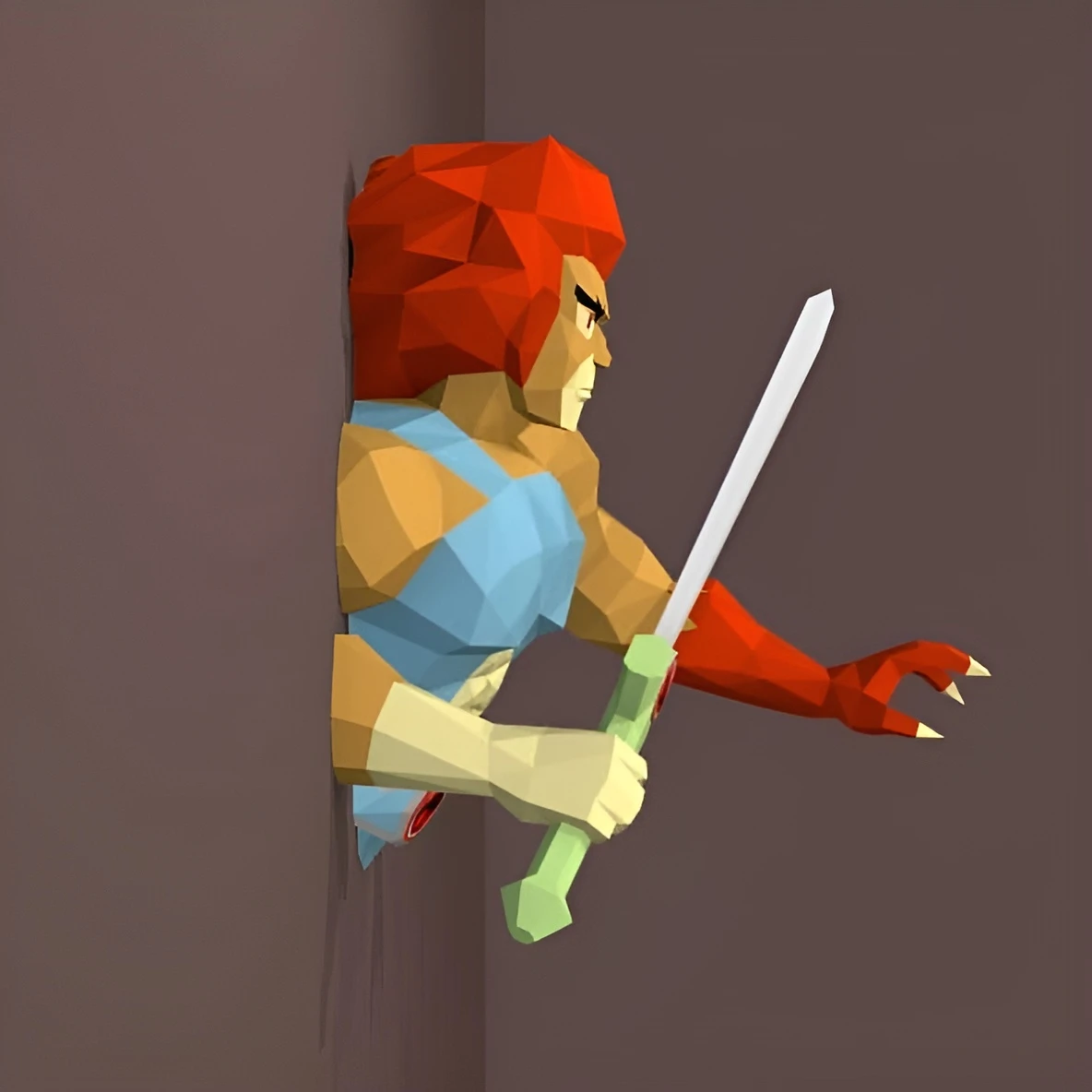 Lion-O, ThunderCats Papercraft, PDF Template, DIY 3d Model, FanArt, Paper Sculpture, Low Poly, Pepakura Craft, Manualidad