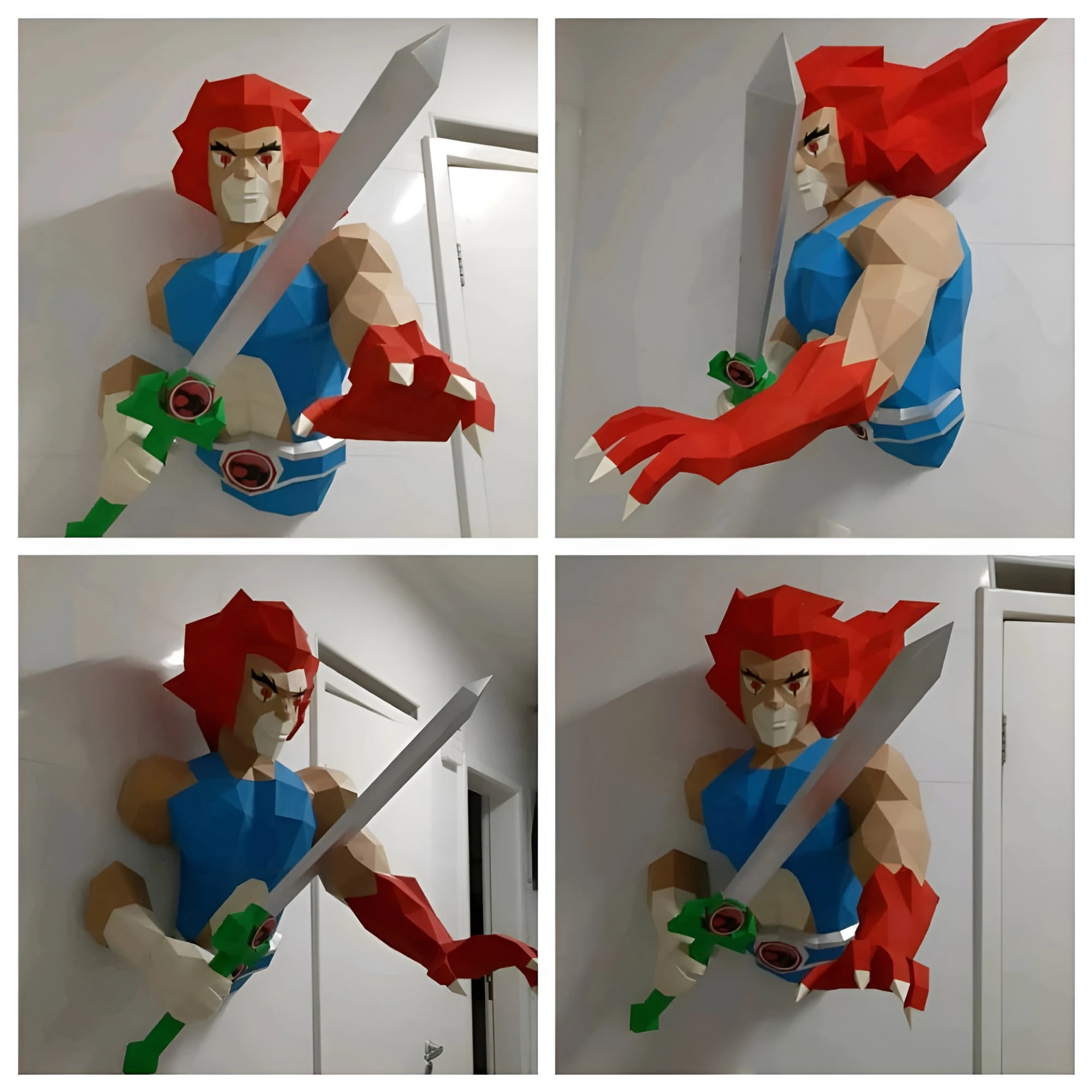 Lion-O, ThunderCats Papercraft, PDF Template, DIY 3d Model, FanArt, Paper Sculpture, Low Poly, Pepakura Craft, Manualidad