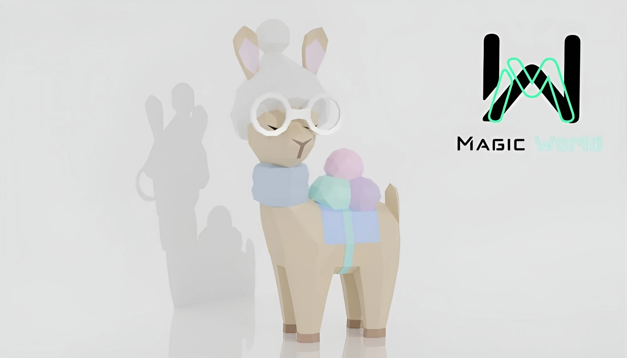 Baby Llama Version 2, LLama bebé Versión 2 Low Poly, Papercraft, PDF template, Paper model, Sculpture, 3D puzzle, Polygonal model, Lowpoly