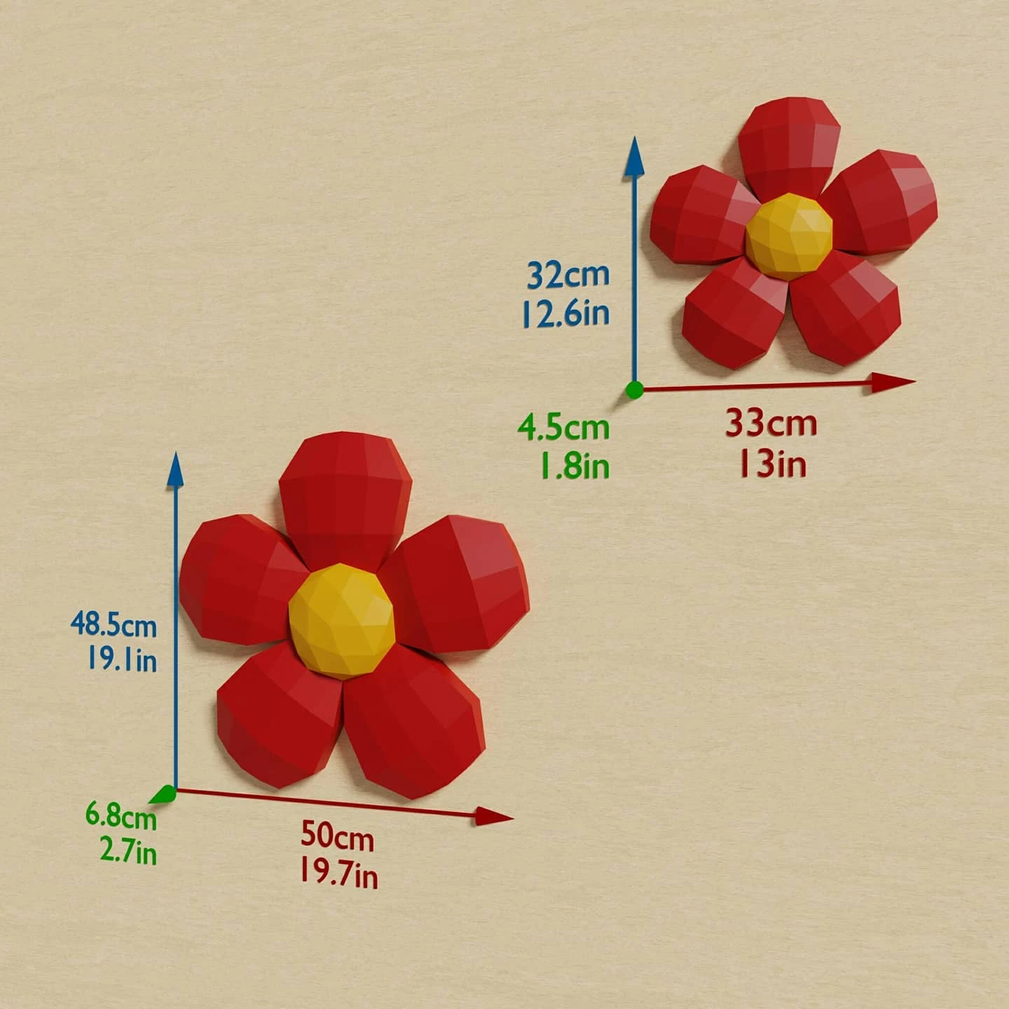 Flower Papercraft 3D DIY low poly paper crafts origami wall decor template