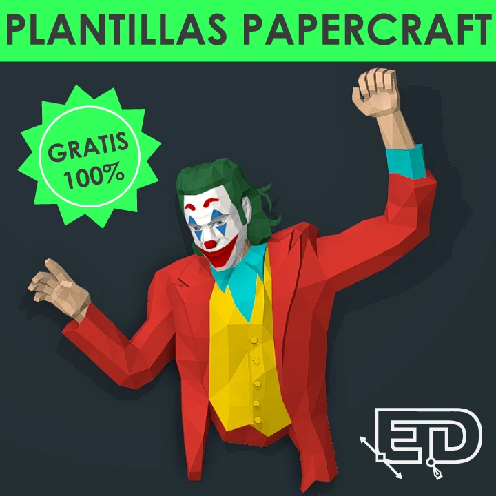 Joker Joaquin Phoenix PDF Papercraft Templates, Paper Art and Craft for Home Decor, DIY, 3DIER, PDF Patterns, Papercraft Templates, Low Poly