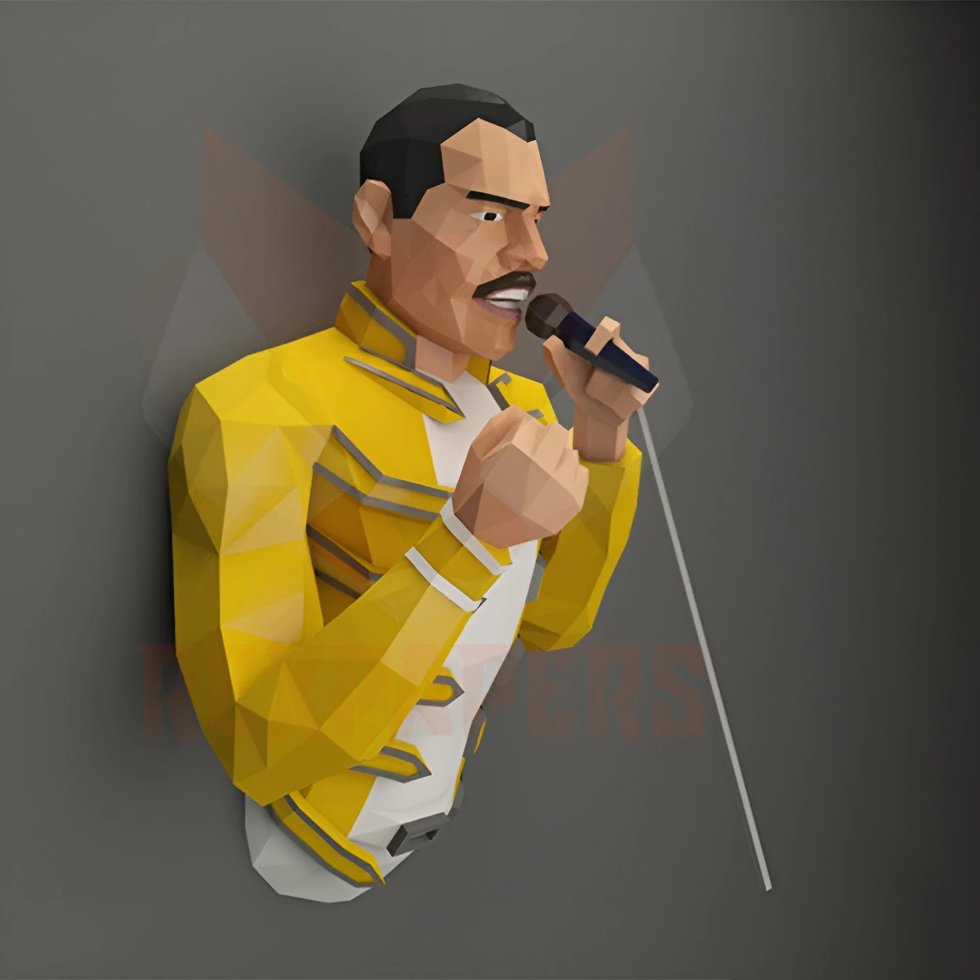 Freddie Mercury Papercraft, PDF Template, DIY 3d Model, FanArt, Paper Sculpture, Low Poly, Pepakura Craft, Manualidad