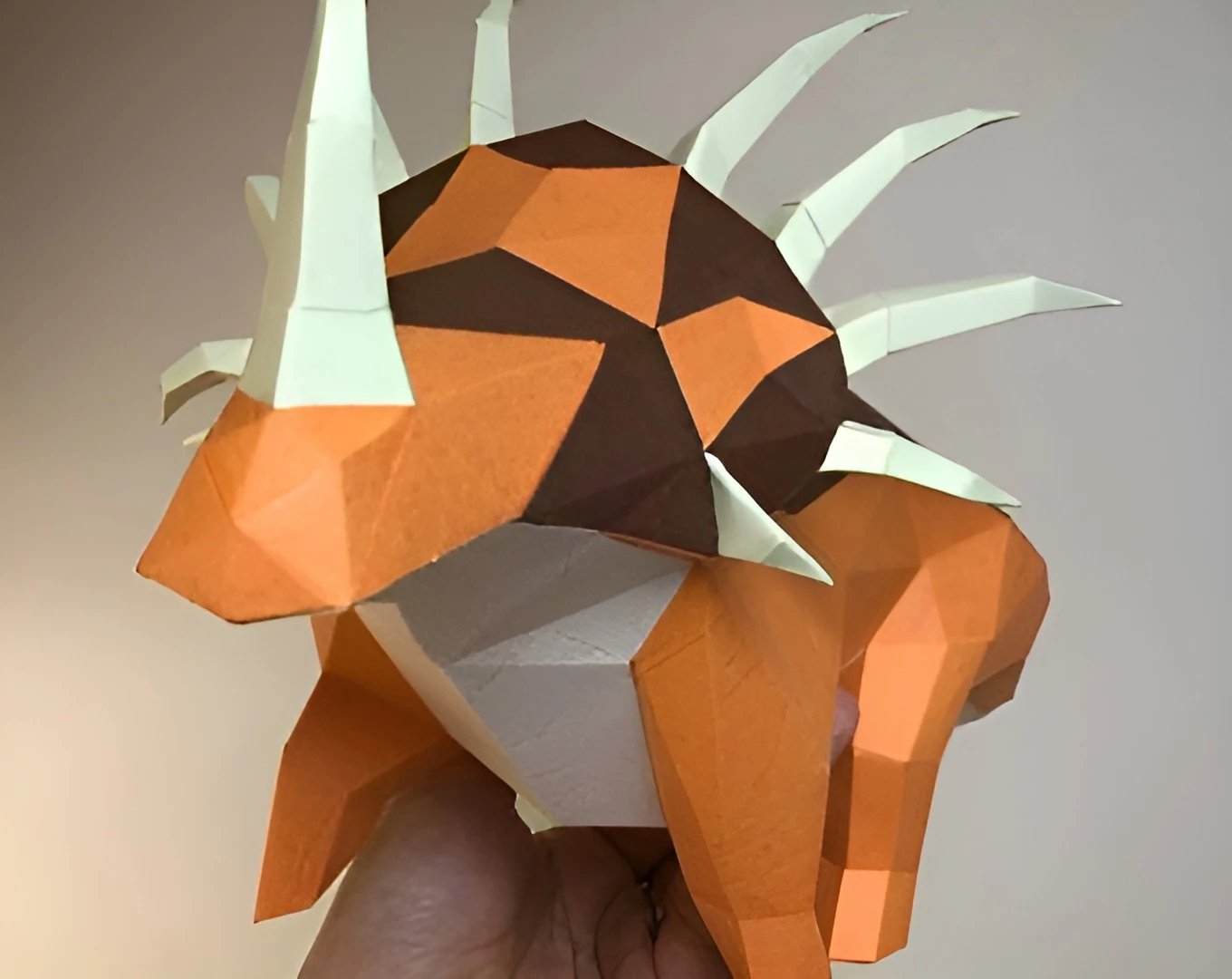 Papercraft dinosaur Triceratops, 3D Low Poly Paper sculpture DIY, jurassic park, gift Decor for home and office, pepakura pattern template