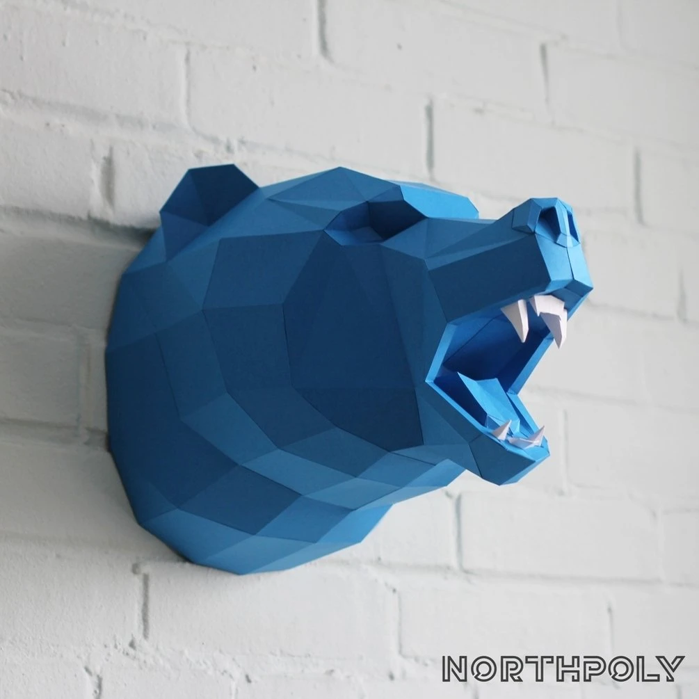 Bear North Head Papercraft, Pdf, Gurko, 3D Origami, Paper Sculpture, Low Poly, DIY, Pepakura, DIY Craft, DIY origami