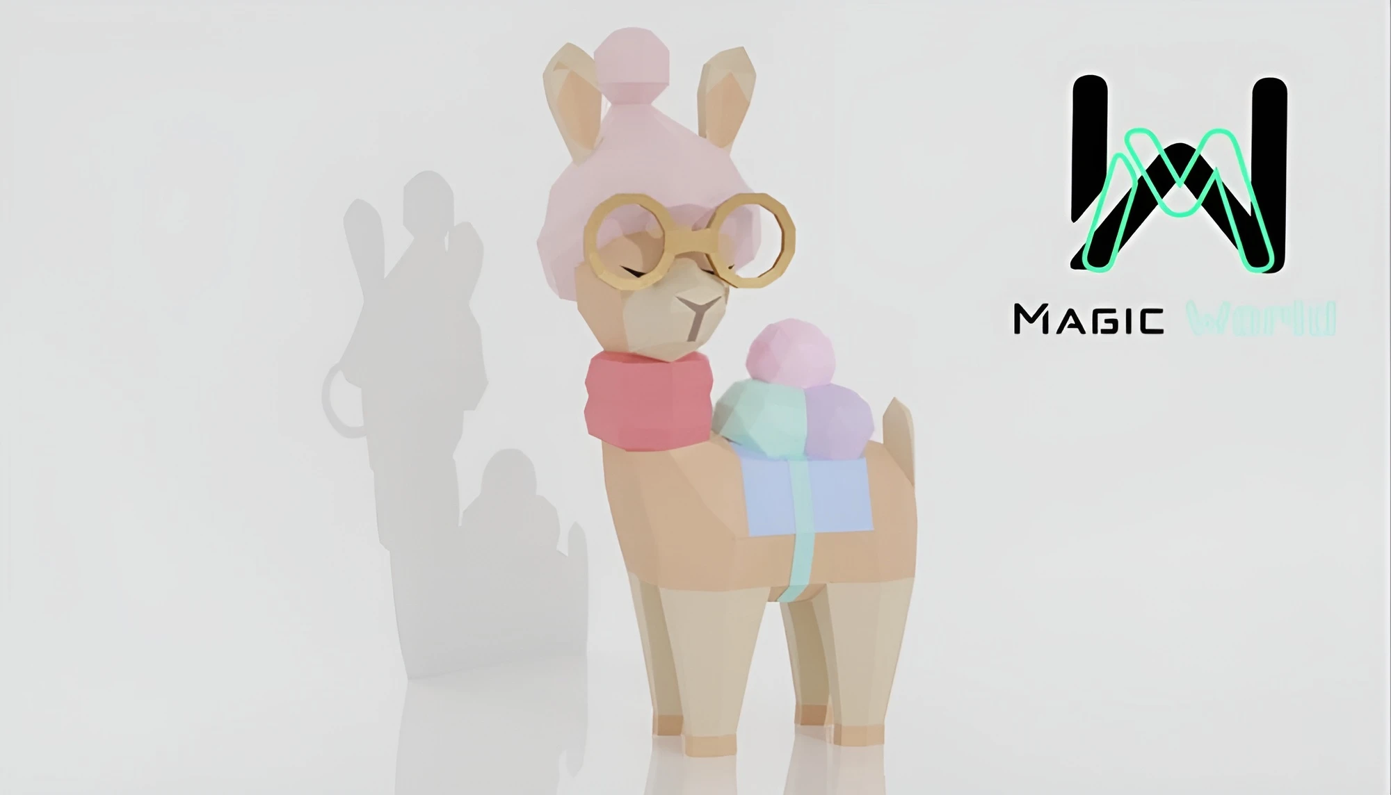 Baby Llama Version 2, LLama bebé Versión 2 Low Poly, Papercraft, PDF template, Paper model, Sculpture, 3D puzzle, Polygonal model, Lowpoly