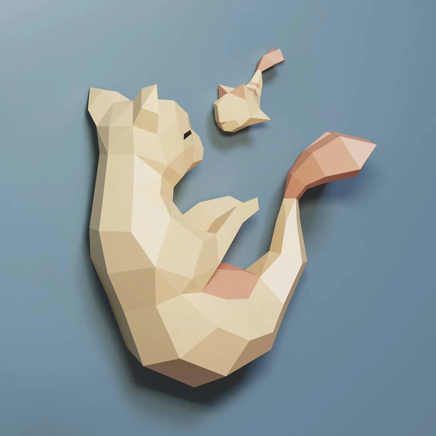 Mermaid Cat and Fish Kitten for Creative Crafts & Decor, PDF Template, Paper Sculpture, DIY, Pepakura Pattern, Handmade, Papercraft, Lowpoly, Lowpoly Papercraft, BUMAGID