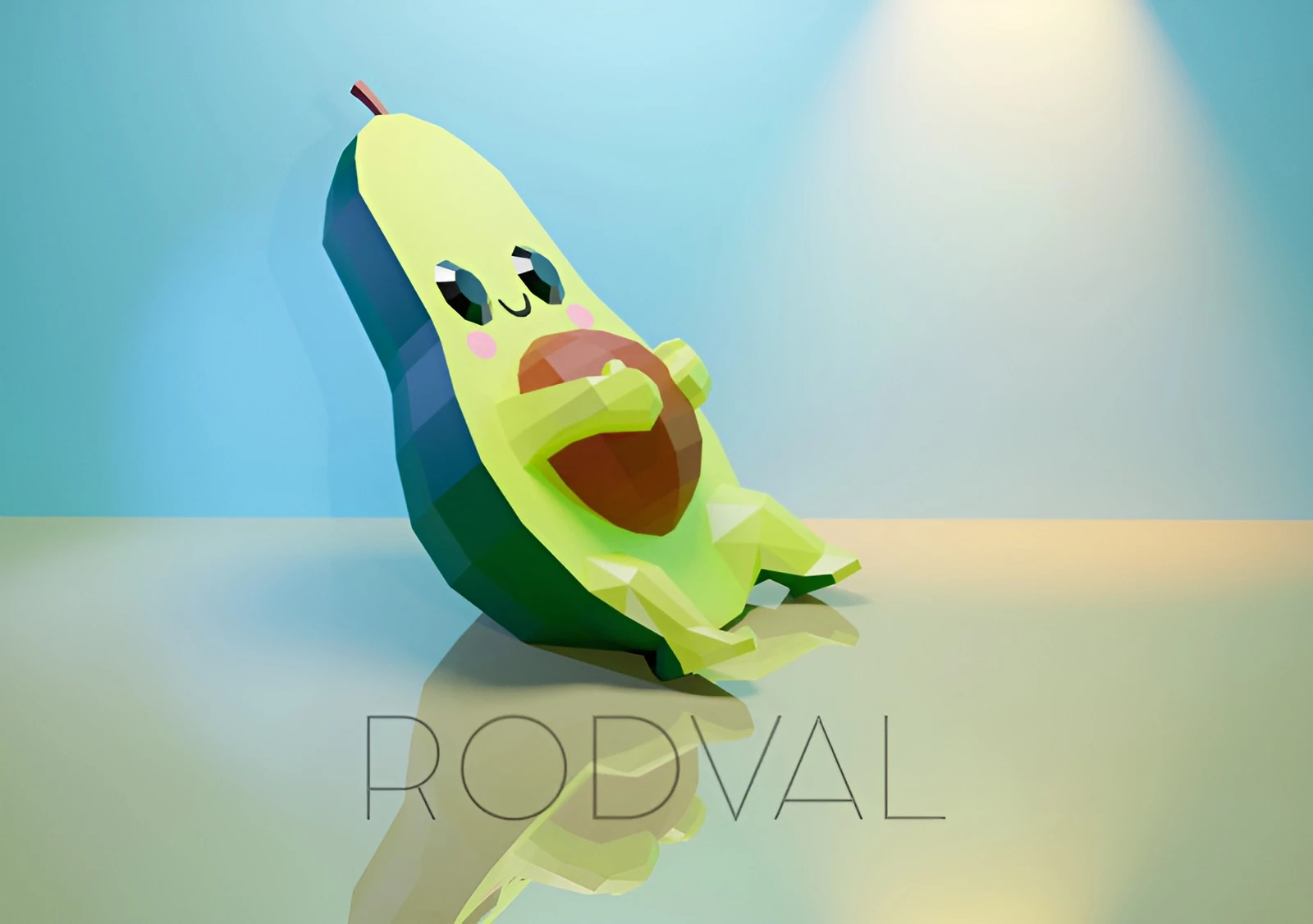 AVOCADO Papercraft, Template, PDF, DIY, Paper, Low Poly