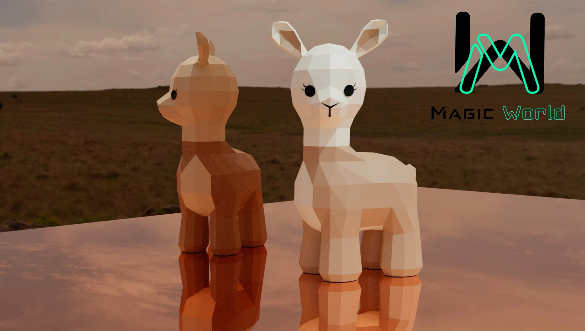 Baby Llama, LLama bebé Low Poly, Papercraft, PDF template, Paper model, Sculpture, 3D puzzle, Polygonal model, Lowpoly