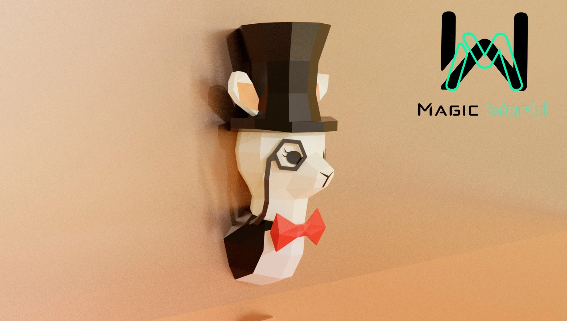 Llama Elegante Pared Low Poly, Papercraft, PDF template, Paper model, Sculpture, 3D puzzle, Polygonal model, Lowpoly