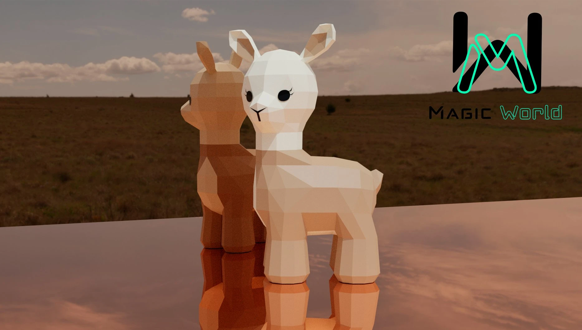 Baby Llama, LLama bebé Low Poly, Papercraft, PDF template, Paper model, Sculpture, 3D puzzle, Polygonal model, Lowpoly