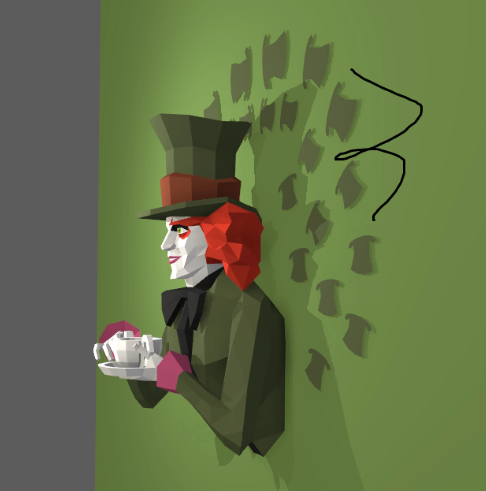 The Mad Hatter -Sombrerero Loco wall hanging papercraft, Alice's Adventures in Wonderland, Papercraft, Lowpoly Papercraft, Lowpoly