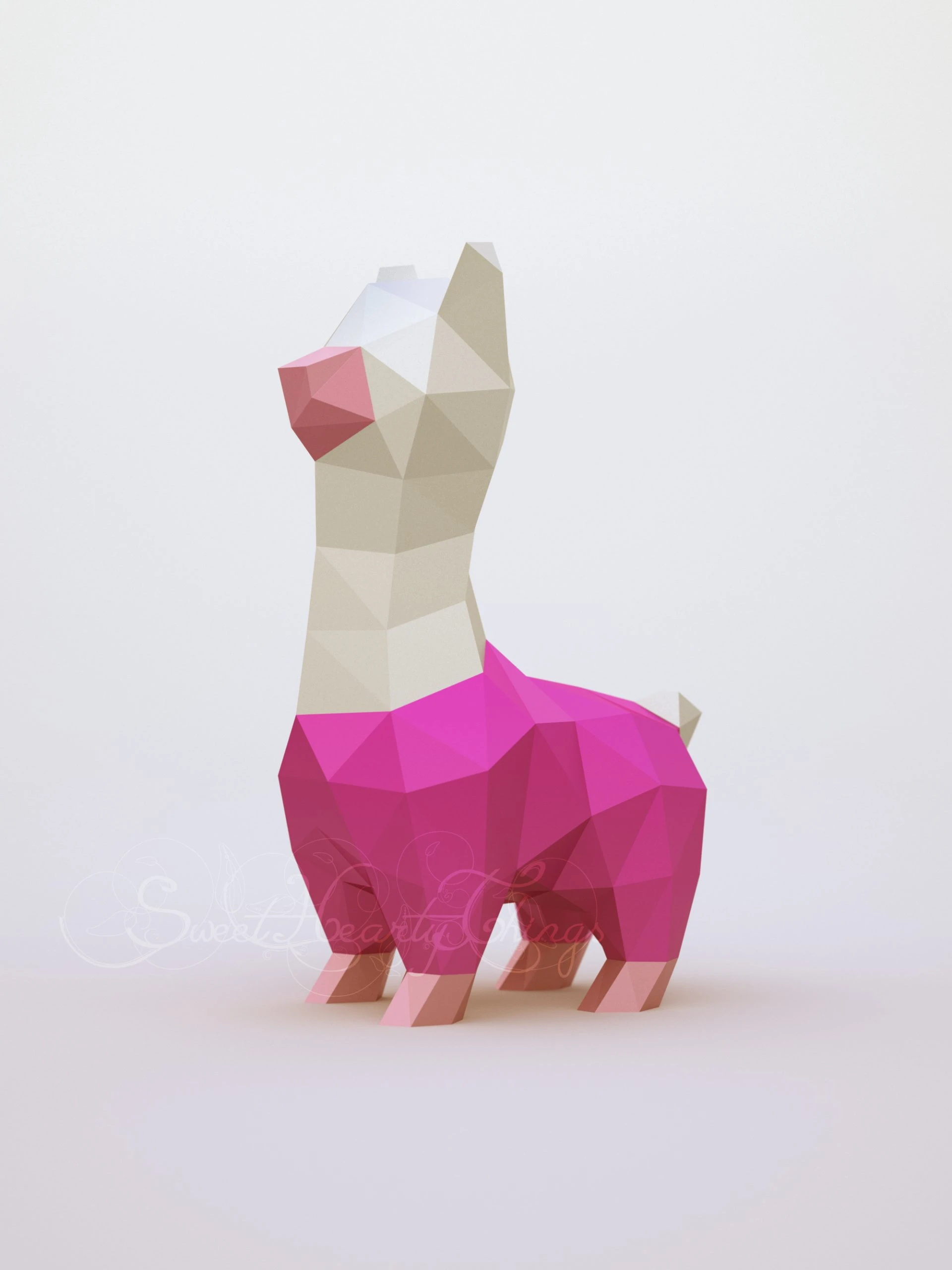 DIY 3d papercraft Little Alpaca PDF Templates Low Poly SweetHeartyThings