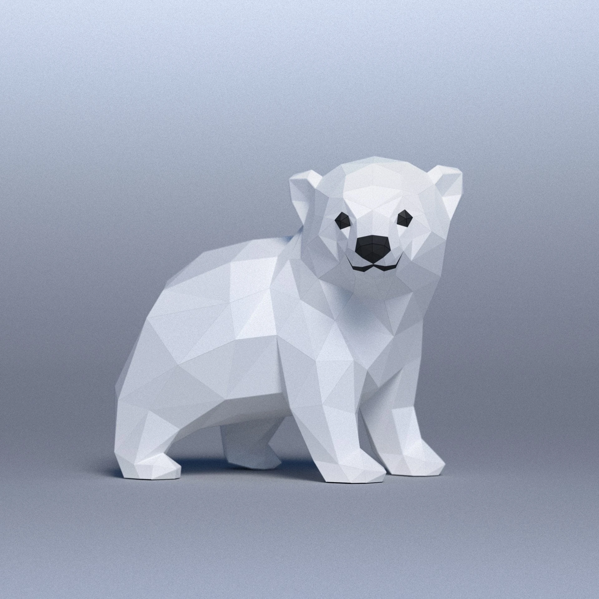 3D papercraft DIY The Baby Polar Bear Low Poly GoPapercraft