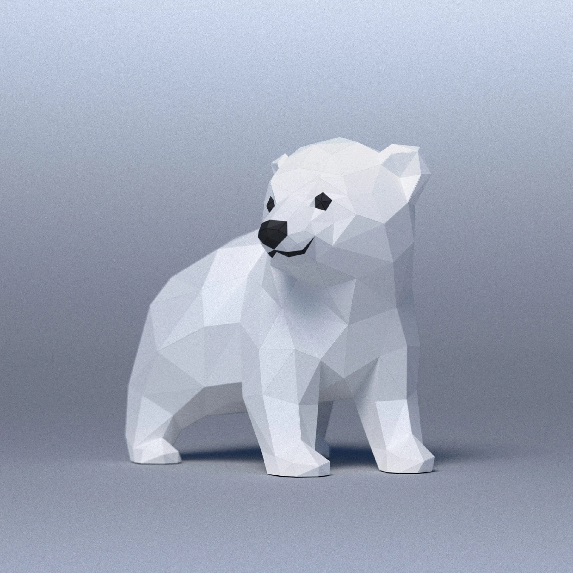 3D papercraft DIY The Baby Polar Bear Low Poly GoPapercraft