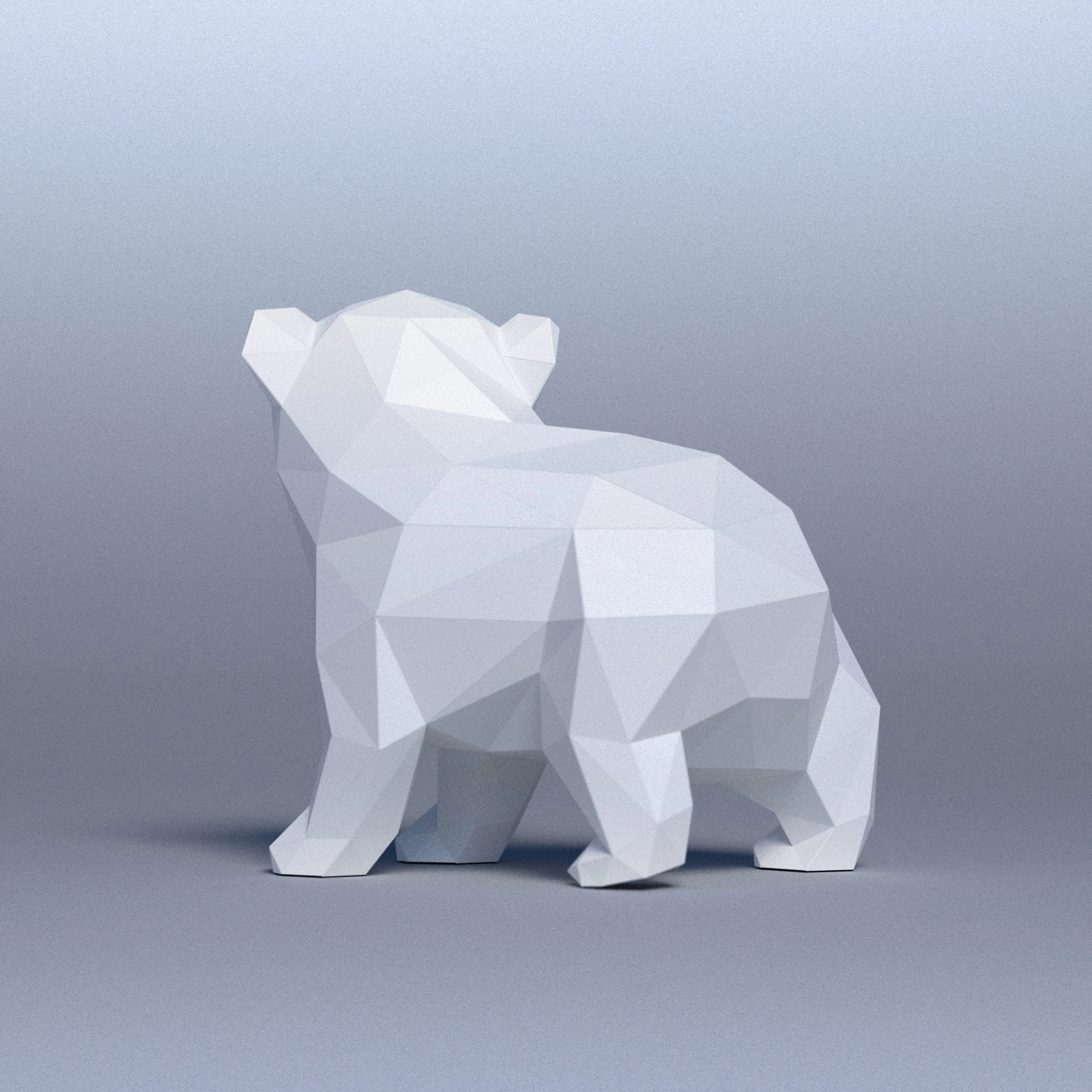 3D papercraft DIY The Baby Polar Bear Low Poly GoPapercraft