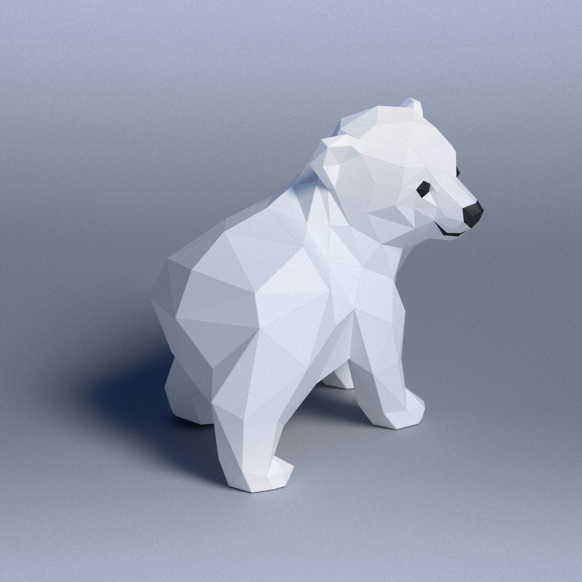 3D papercraft DIY The Baby Polar Bear Low Poly GoPapercraft