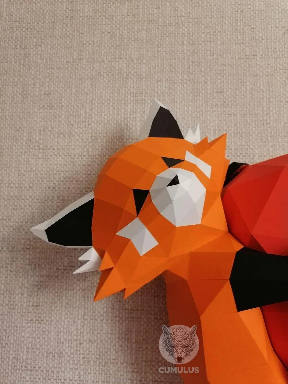 Red Panda on the Heart Papercraft Low Poly Decoration DIY Paper 3D CumulusCraft