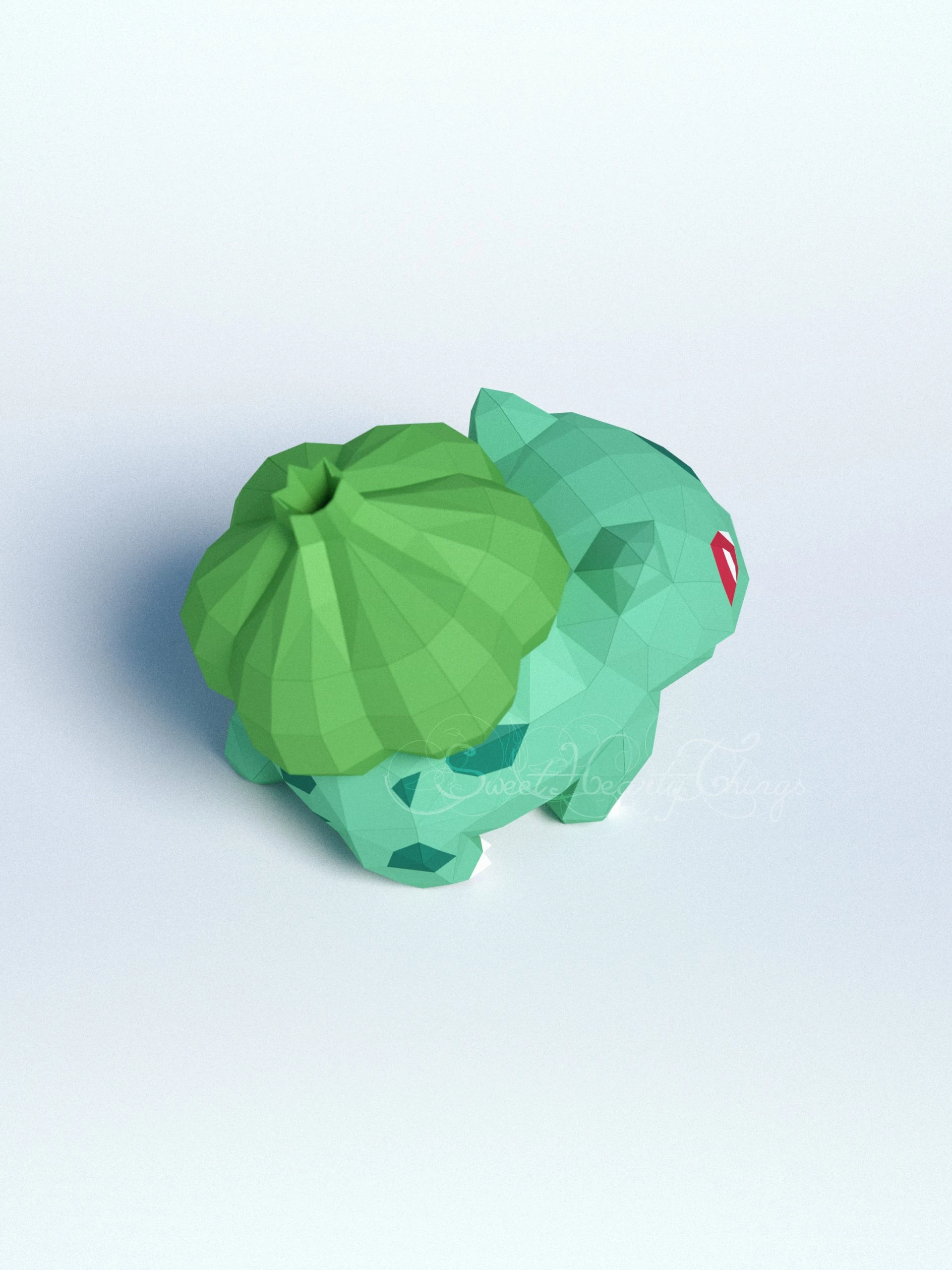 DIY 3d papercraft Pokemon Bulbasaur PDF Templates Low Poly SweetHeartyThings