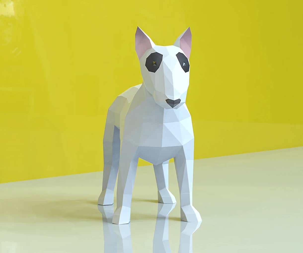 Bull Terrier Papercraft, Lowpoly, Lowpoly Papercraft