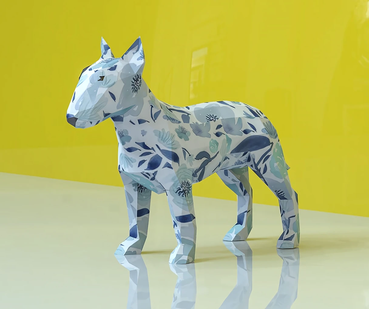 Bull Terrier Papercraft, Lowpoly, Lowpoly Papercraft