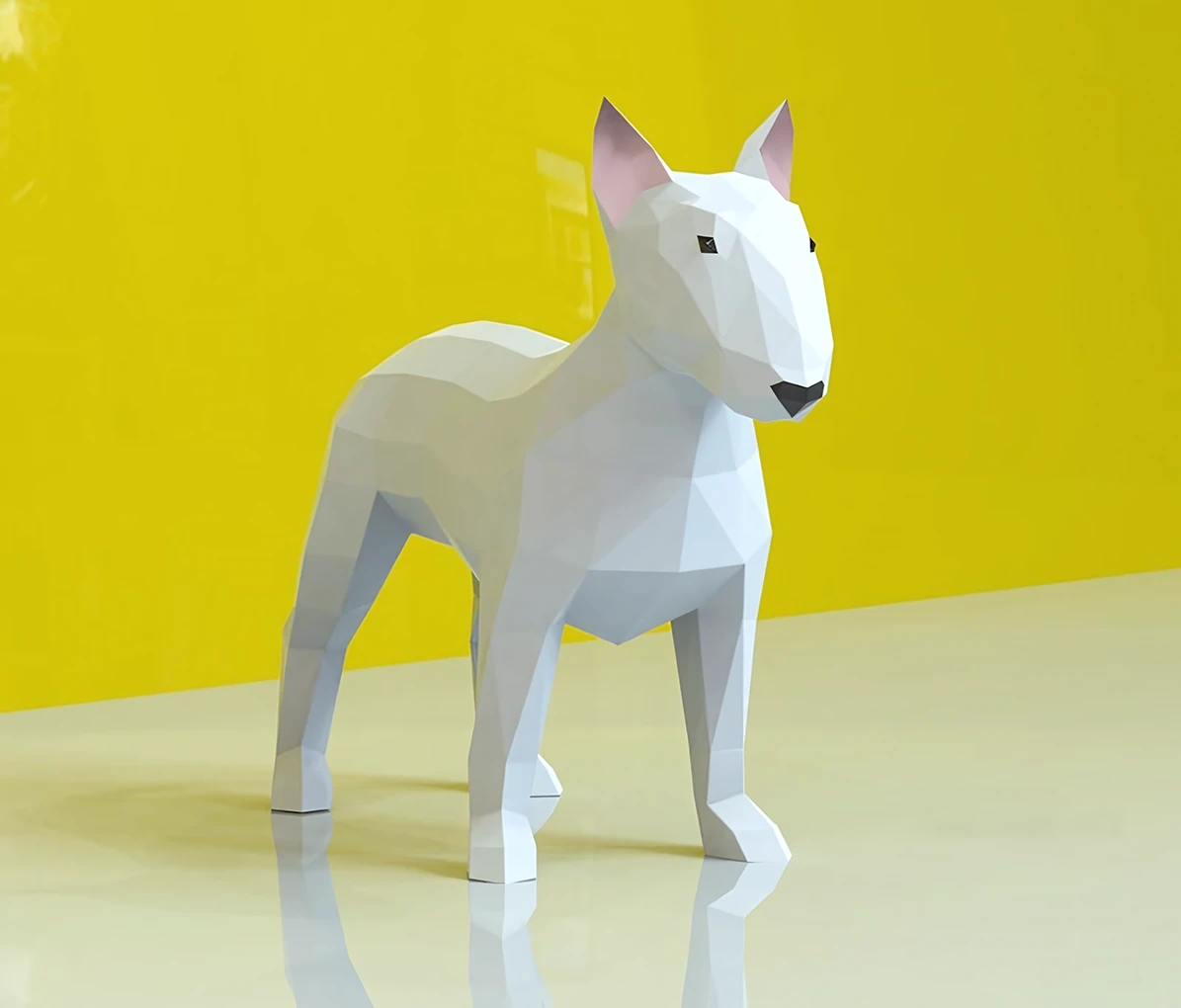 Bull Terrier Papercraft, Lowpoly, Lowpoly Papercraft