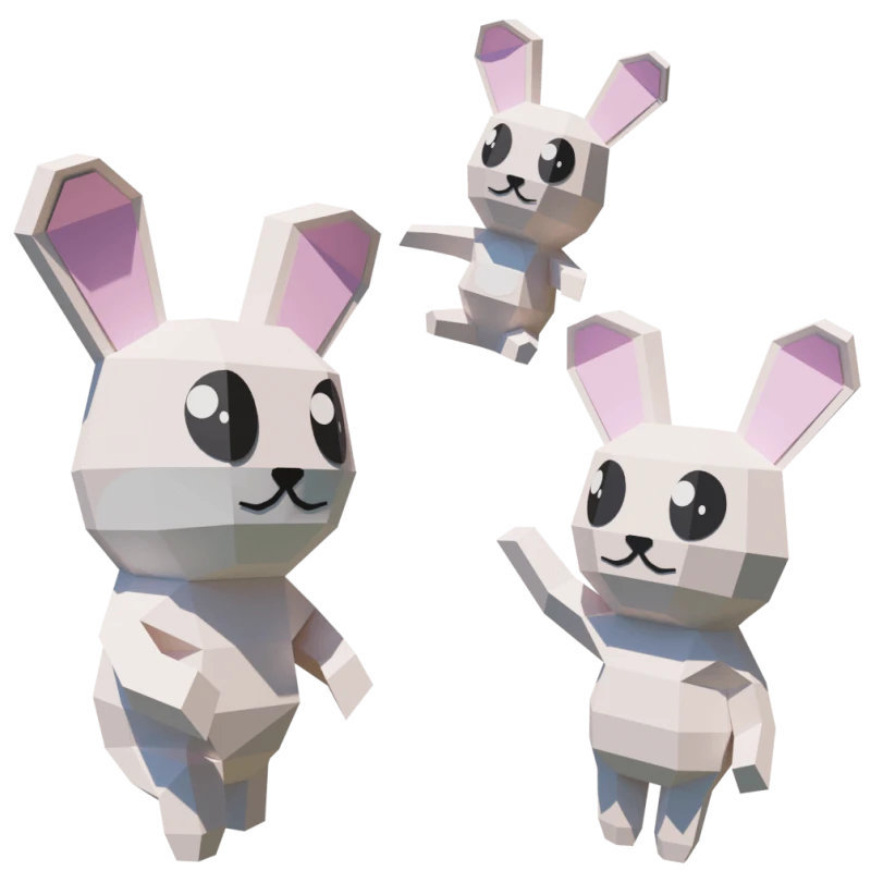 Bunny (Bidou Patate) Papercraft, Lowpoly Papercraft, Fovea - Papercraft - Nonitt