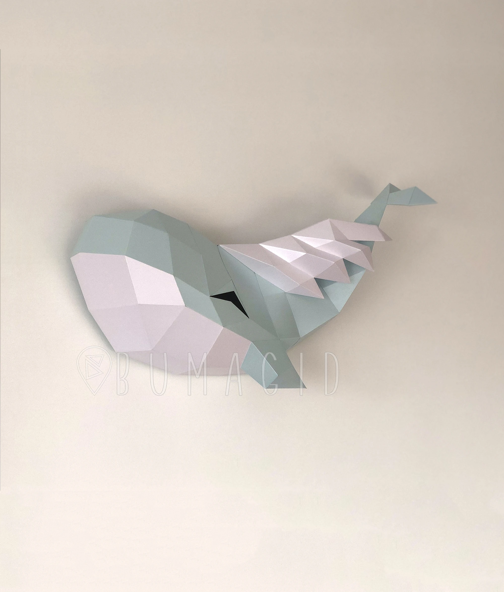 Cloud and Flying Whale for Creative Crafts & Decor, PDF Template, Paper Sculpture, DIY, Pepakura Pattern, Handmade, Papercraft, Lowpoly, Lowpoly Papercraft, BUMAGID