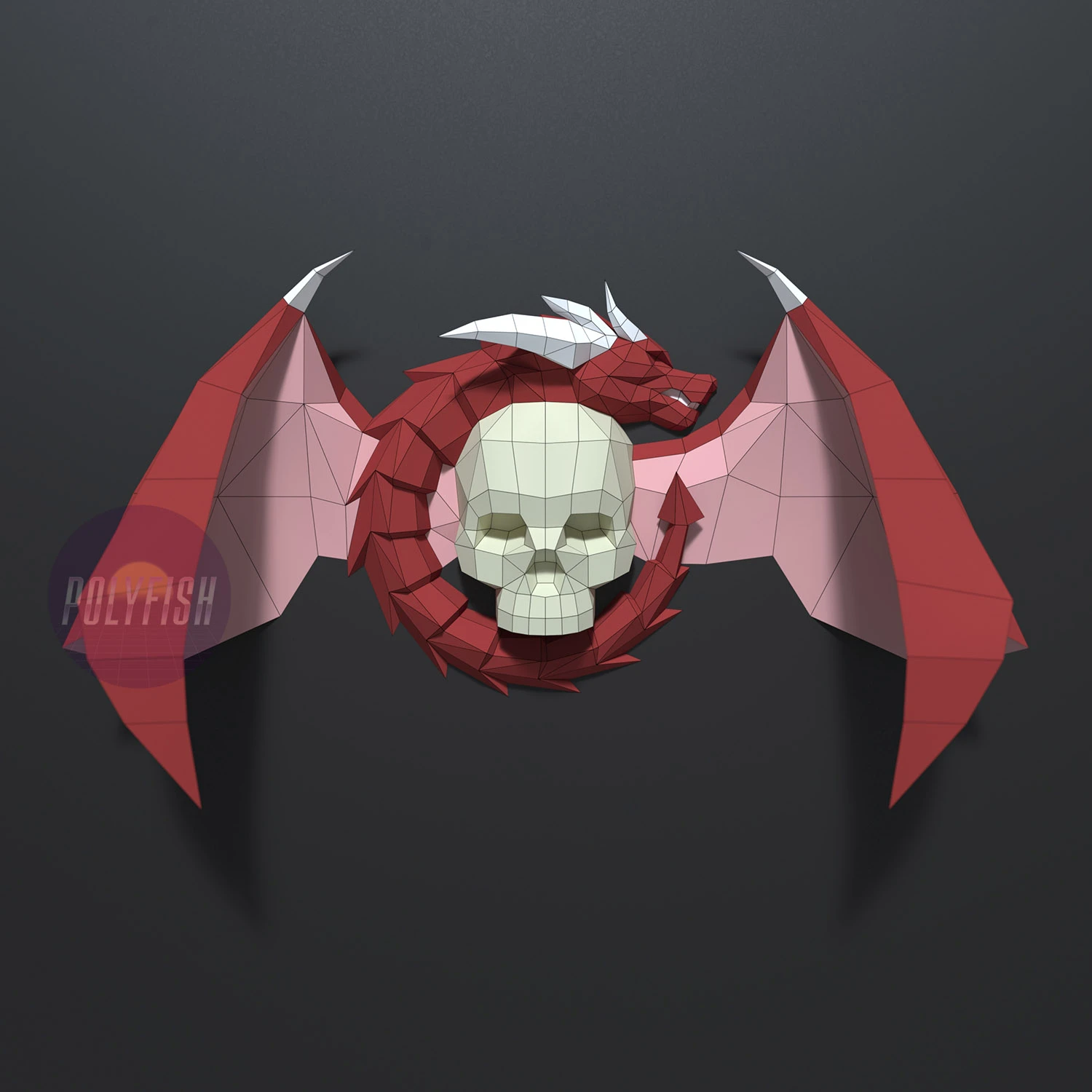 Dragon and Skull, Dracarys PDF Template, Low Poly, Paper Sculpture, DIY, Pepakura Pattern, Handmade, Papercraft, Lowpoly, Lowpoly Papercraft