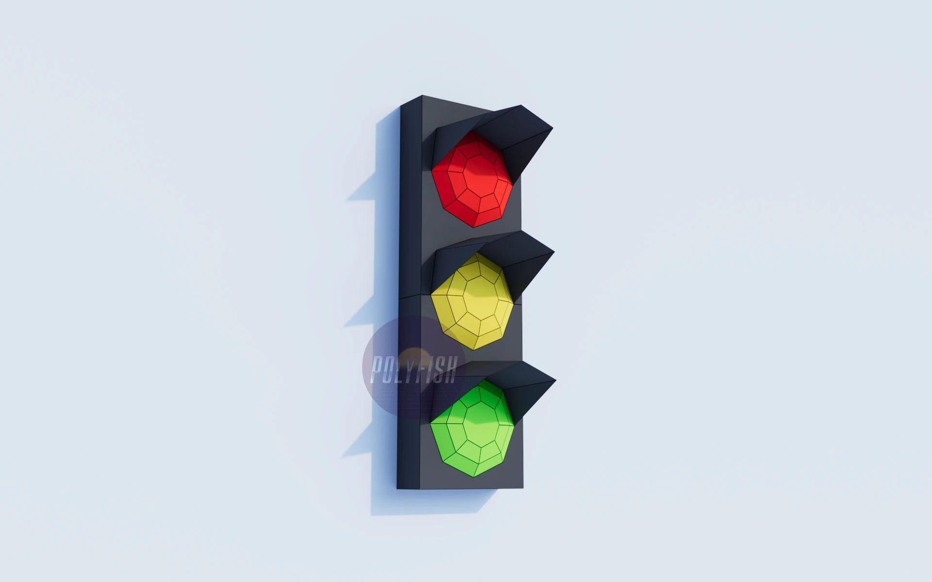 Traffic Light (Wall Mounted) PDF Template, Low Poly, Paper Sculpture, DIY, Pepakura Pattern, Handmade, Papercraft, Lowpoly, Lowpoly Papercraft