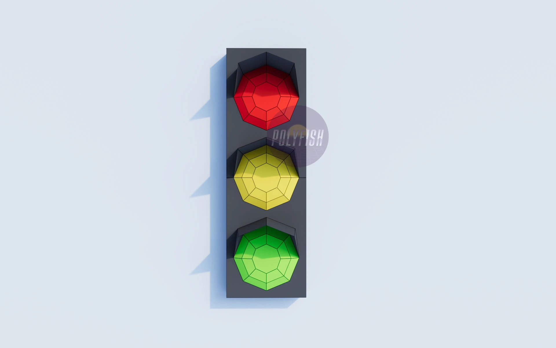 Traffic Light (Wall Mounted) PDF Template, Low Poly, Paper Sculpture, DIY, Pepakura Pattern, Handmade, Papercraft, Lowpoly, Lowpoly Papercraft