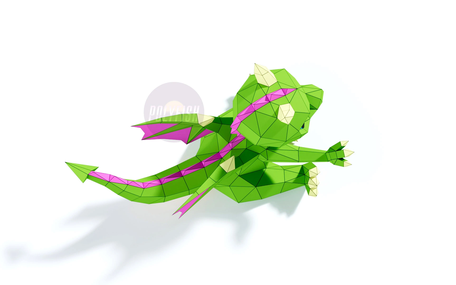 Baby Dragon PDF Template, Low Poly, Paper Sculpture, DIY, Pepakura Pattern, Handmade, Papercraft, Lowpoly, Lowpoly Papercraft