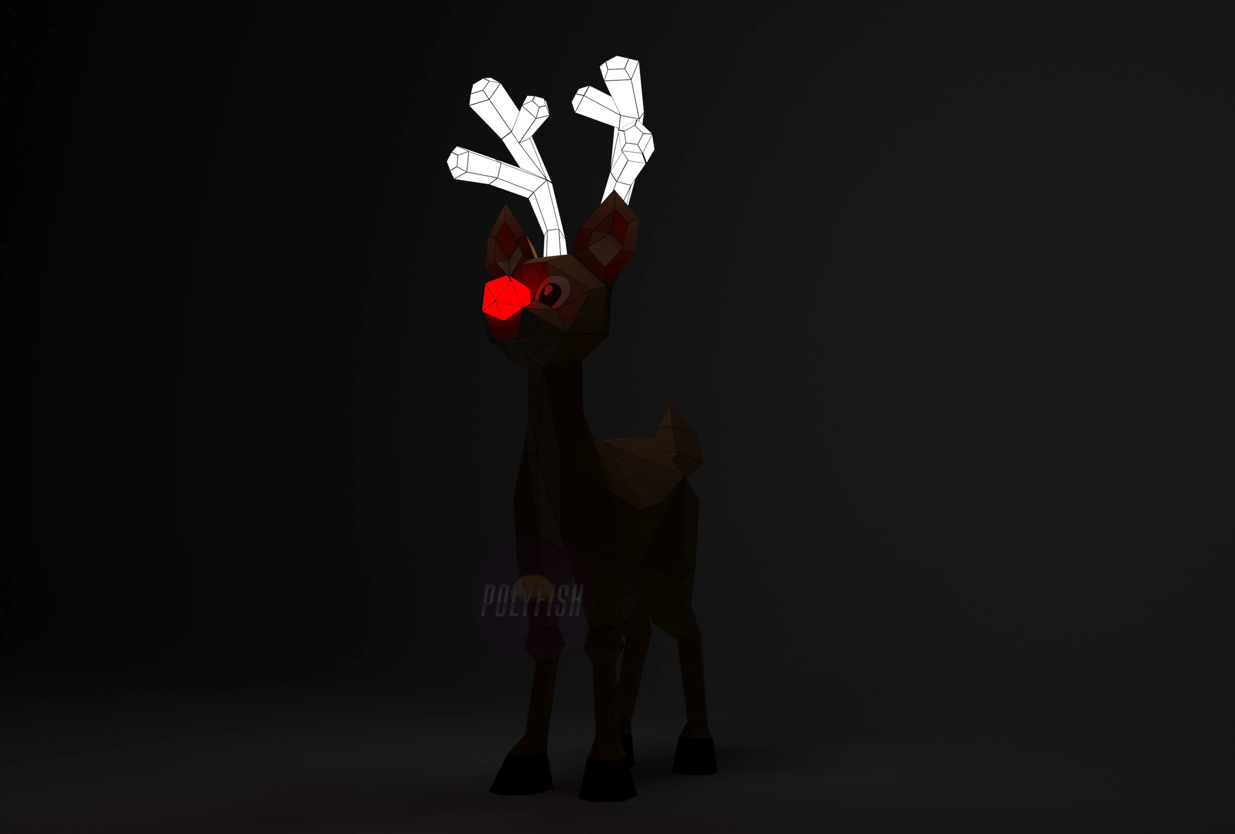 Christmas Deer, Reindeer PDF Template, Low Poly, Paper Sculpture, DIY, Pepakura Pattern, Handmade, Papercraft, Lowpoly, Lowpoly Papercraft