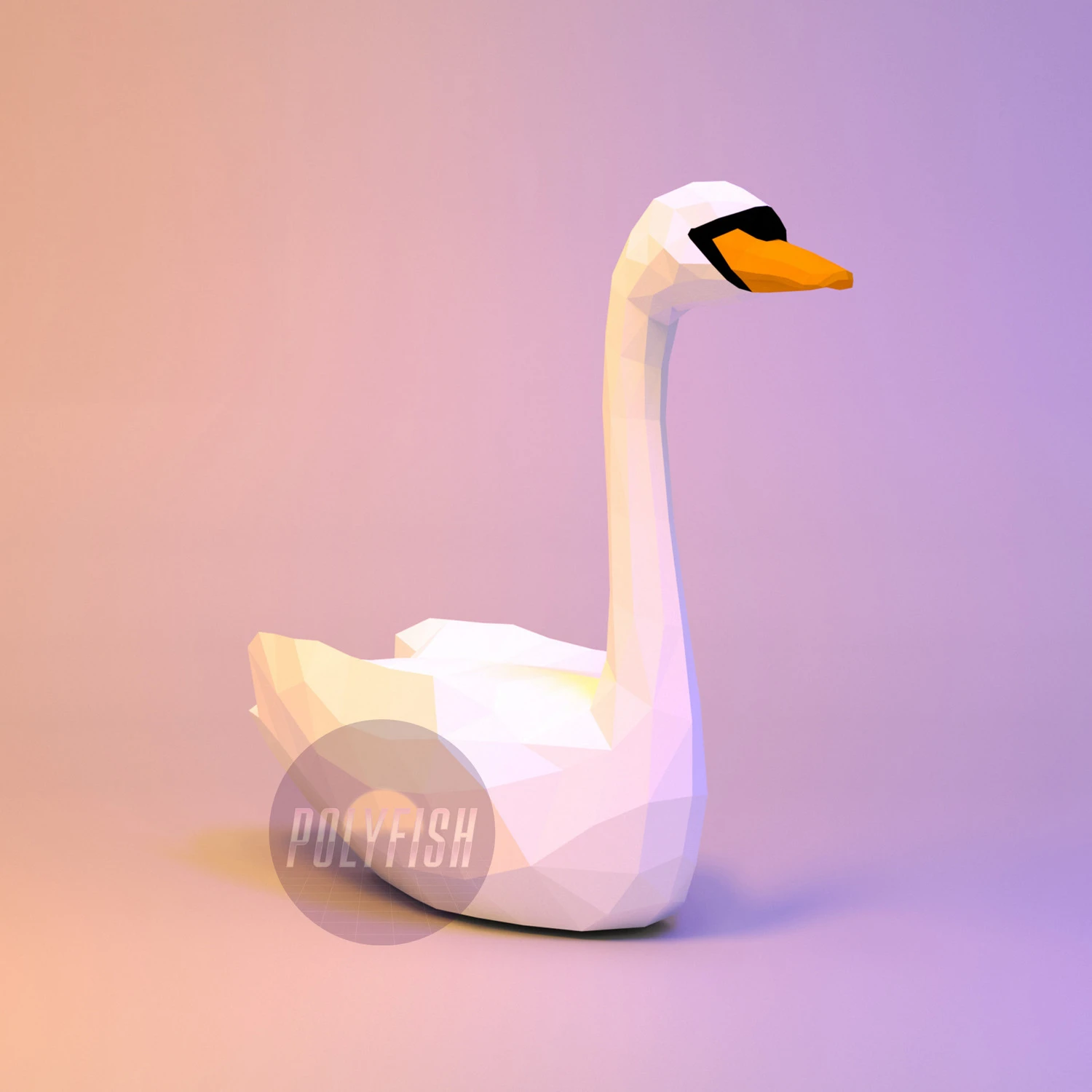 Swan PDF Template, Low Poly, Paper Sculpture, DIY, Pepakura Pattern, Handmade, Papercraft, Lowpoly, Lowpoly Papercraft