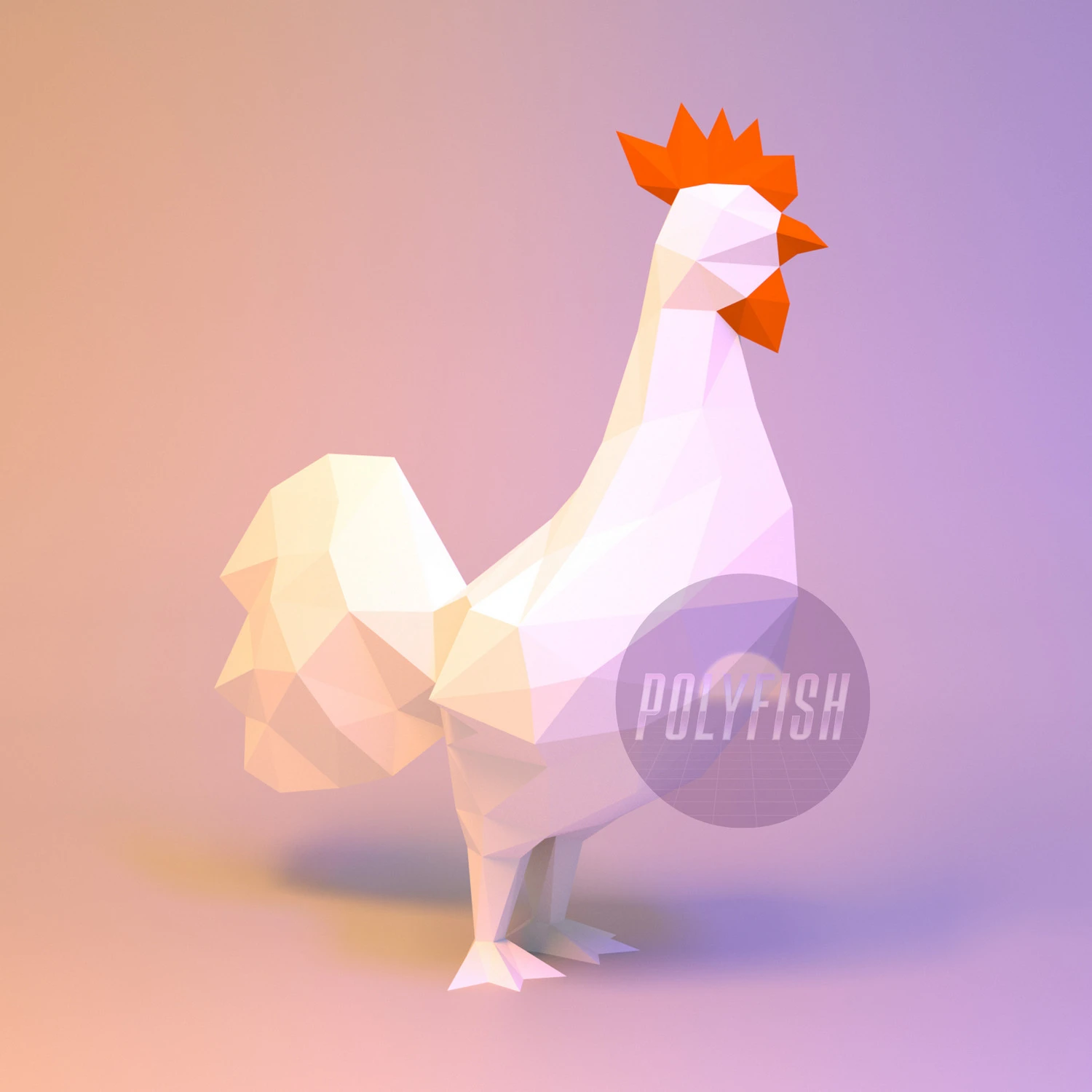 Rooster, Chicken PDF Template, Low Poly, Paper Sculpture, DIY, Pepakura Pattern, Handmade, Papercraft, Lowpoly, Lowpoly Papercraft