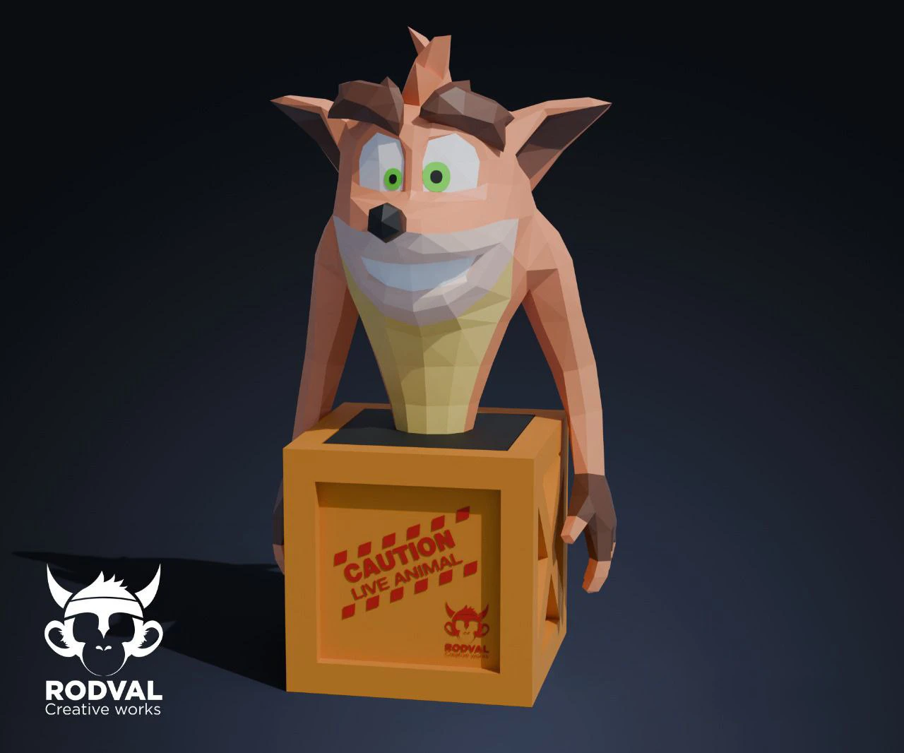 CRASH BOX, animal, Papercraft, Template, DIY, Paper, Low Poly, Cute, Kawaii, 3D Model, Pdf Low Poply, Kids Toy