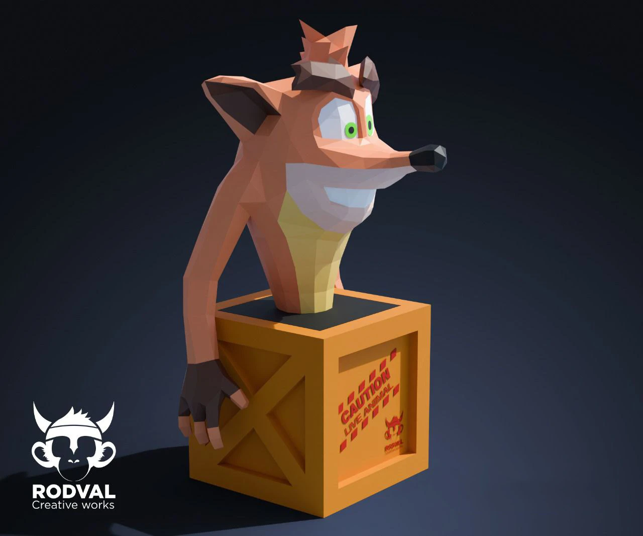 CRASH BOX, animal, Papercraft, Template, DIY, Paper, Low Poly, Cute, Kawaii, 3D Model, Pdf Low Poply, Kids Toy