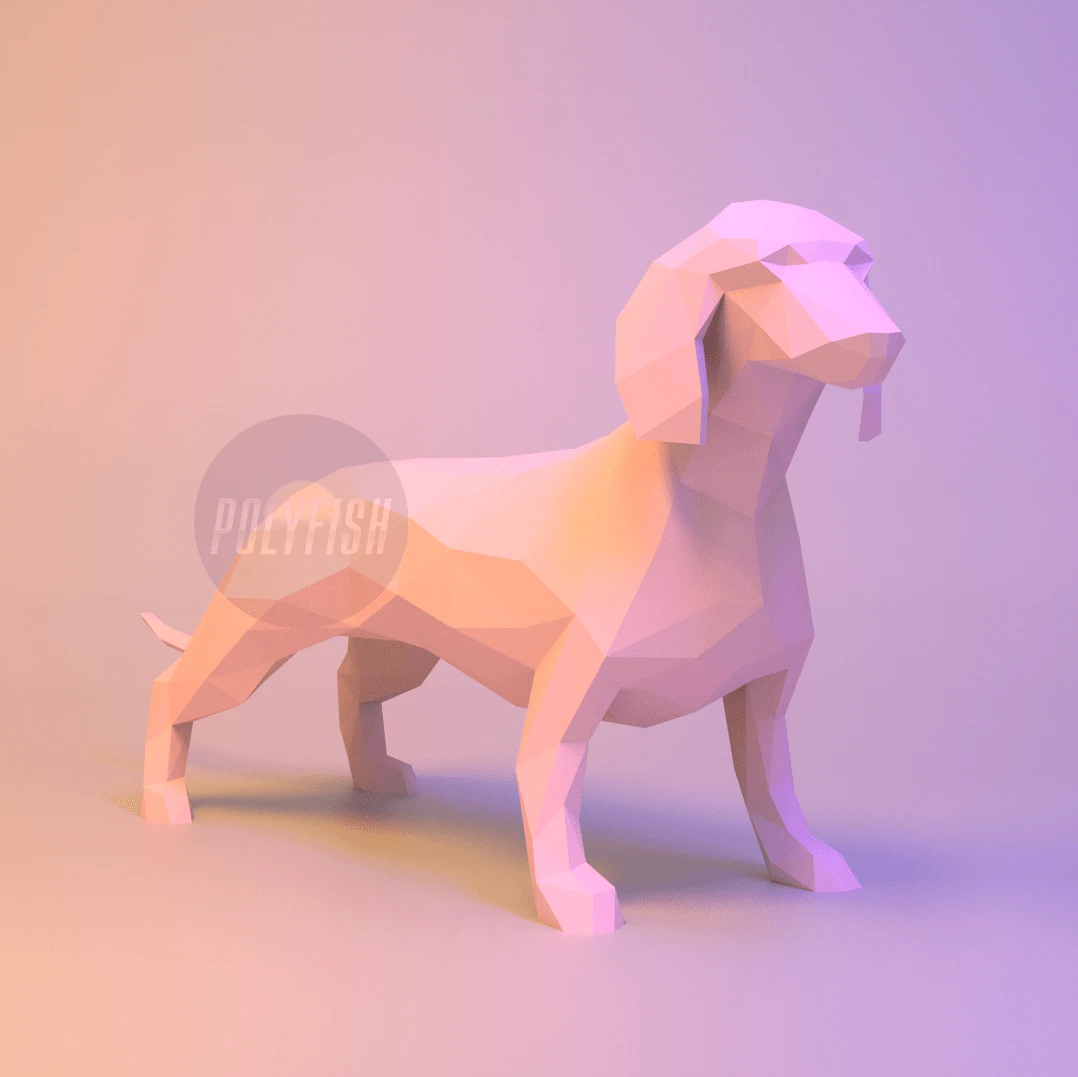 Dachshund Dog PDF Template, Low Poly, Paper Sculpture, DIY, Pepakura Pattern, Handmade, Papercraft, Lowpoly, Lowpoly Papercraft