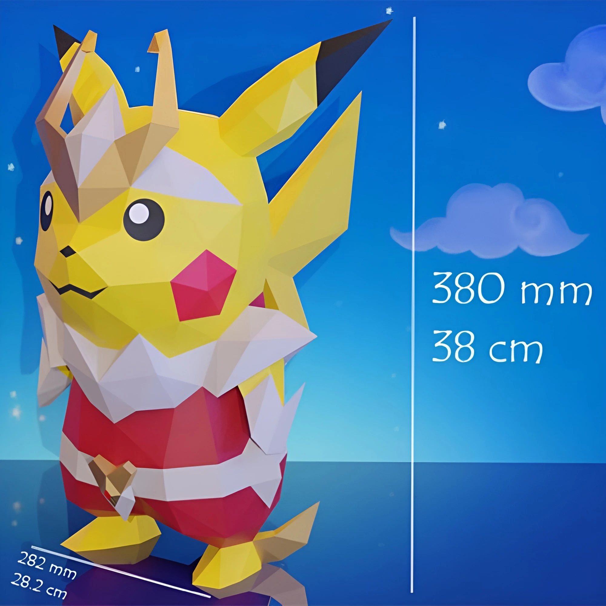 Pikachu Seiya, Pokemon, Saint Seiya, Low Poly, Papercraft, PDF template, Paper model, Sculpture, 3D puzzle, Polygonal model, Lowpoly