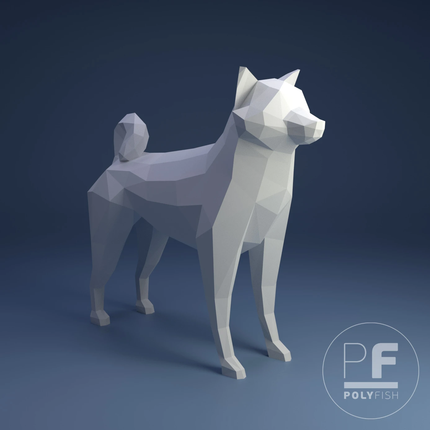 Dog Shiba Inu PDF Template, Low Poly, Paper Sculpture, DIY, Pepakura Pattern, Handmade, Papercraft, Lowpoly, Lowpoly Papercraft