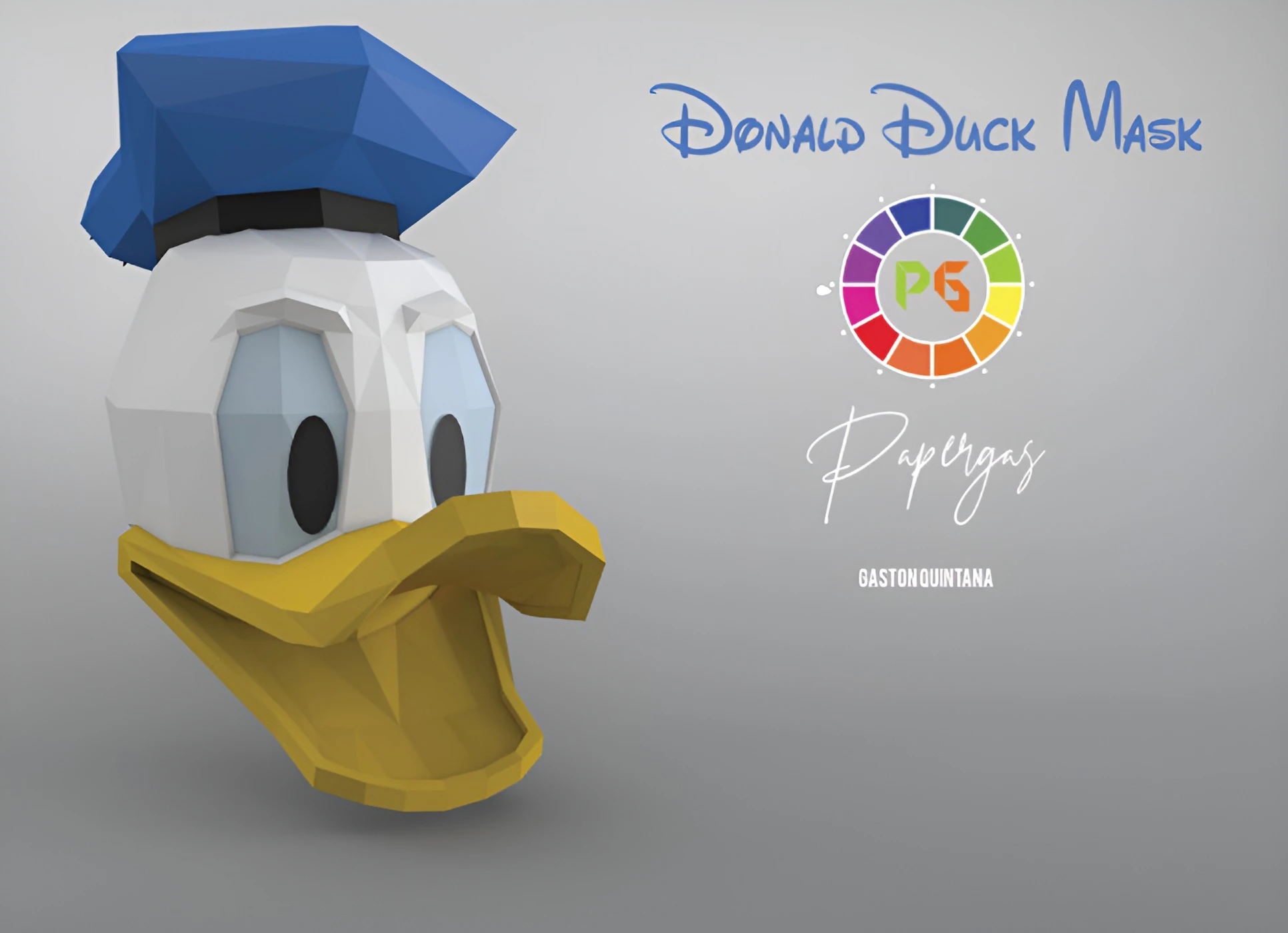 Donald Duck Mask PDF Templates, DIY 3D Model, Papercraft, PDF, Low Poly, 3D model, Craft, Paper, Pepakura