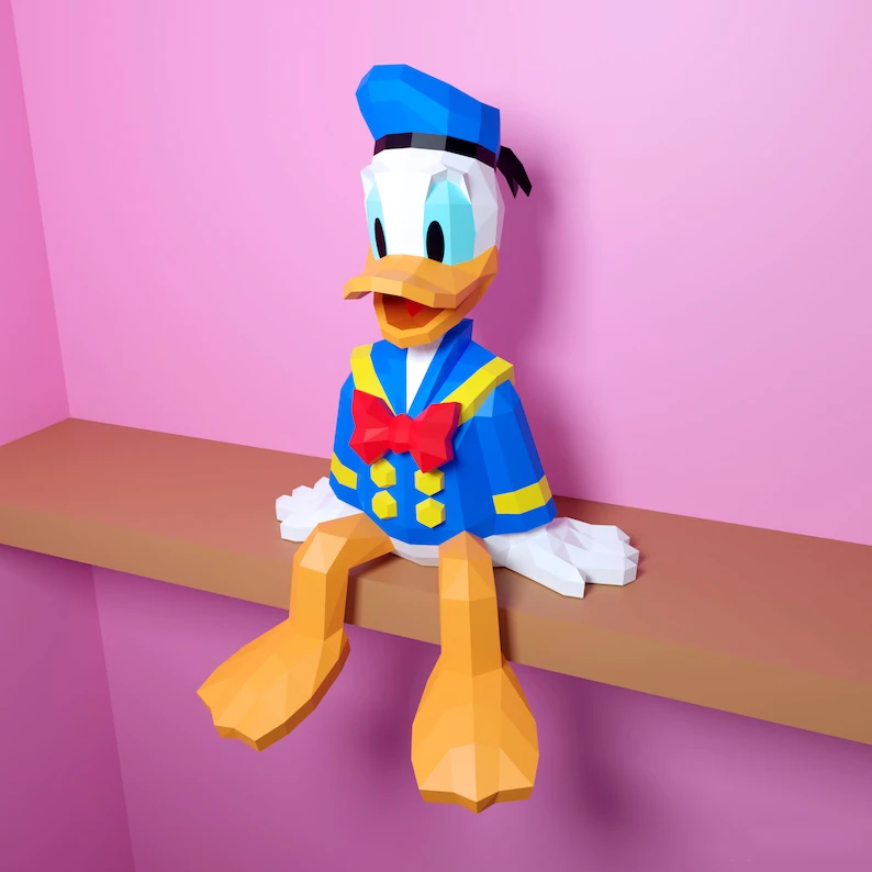 Papercraft Donald Duck, DIY PDF, SVG, DXF, Low Poly, origami, Pepakura, Paper Model, 3D