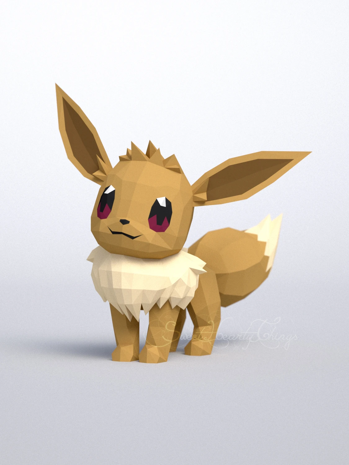 DIY 3d papercraft Pokemon Eevee PDF Templates Low Poly SweetHeartyThings