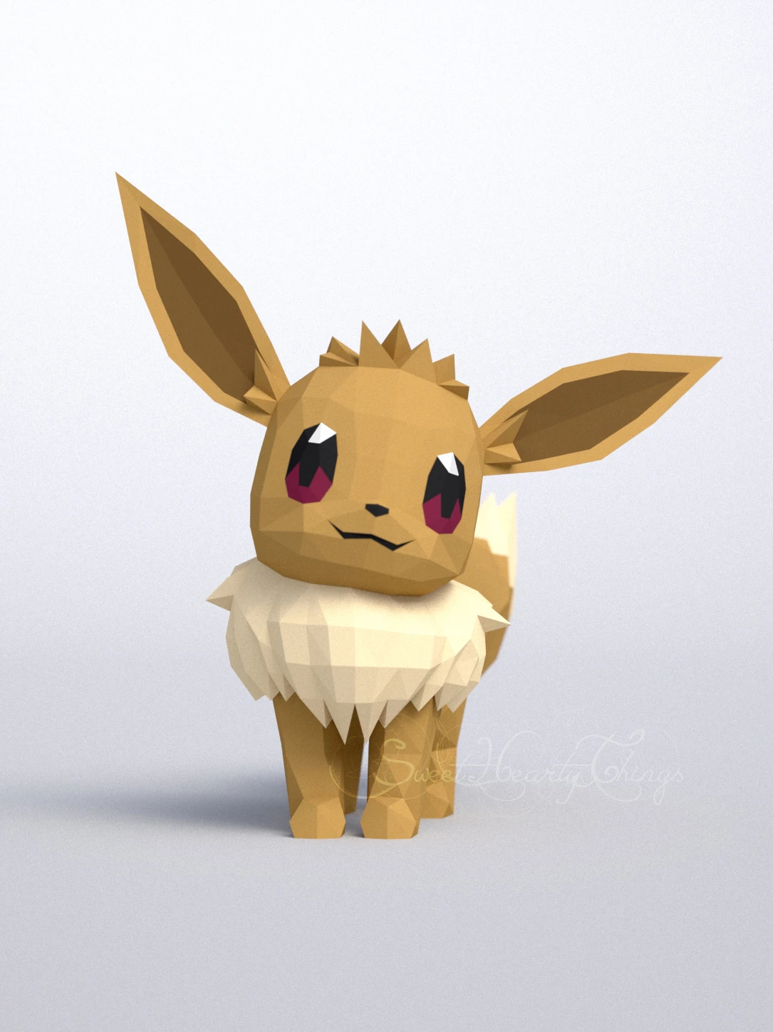 DIY 3d papercraft Pokemon Eevee PDF Templates Low Poly SweetHeartyThings