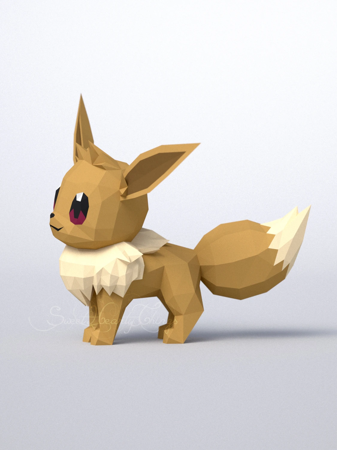 DIY 3d papercraft Pokemon Eevee PDF Templates Low Poly SweetHeartyThings