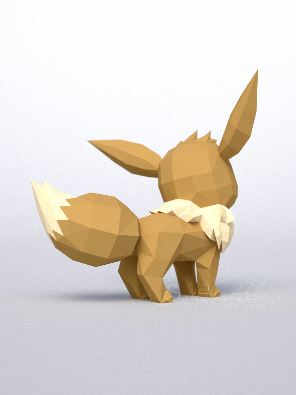 DIY 3d papercraft Pokemon Eevee PDF Templates Low Poly SweetHeartyThings