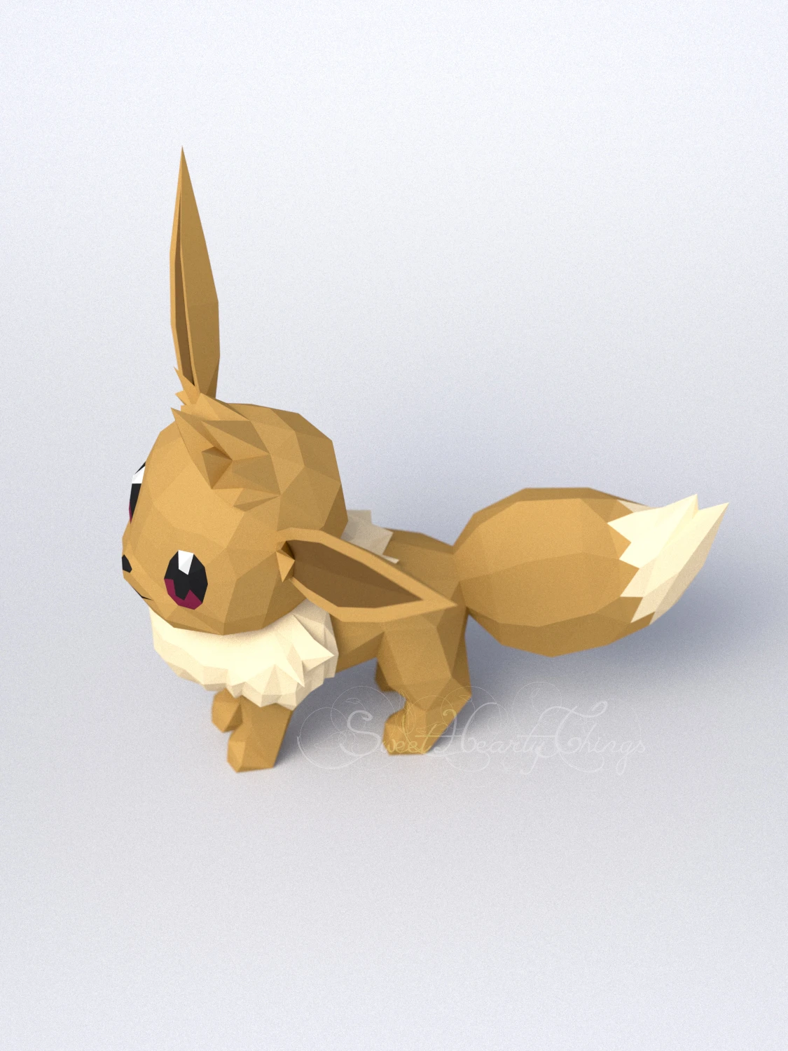 DIY 3d papercraft Pokemon Eevee PDF Templates Low Poly SweetHeartyThings