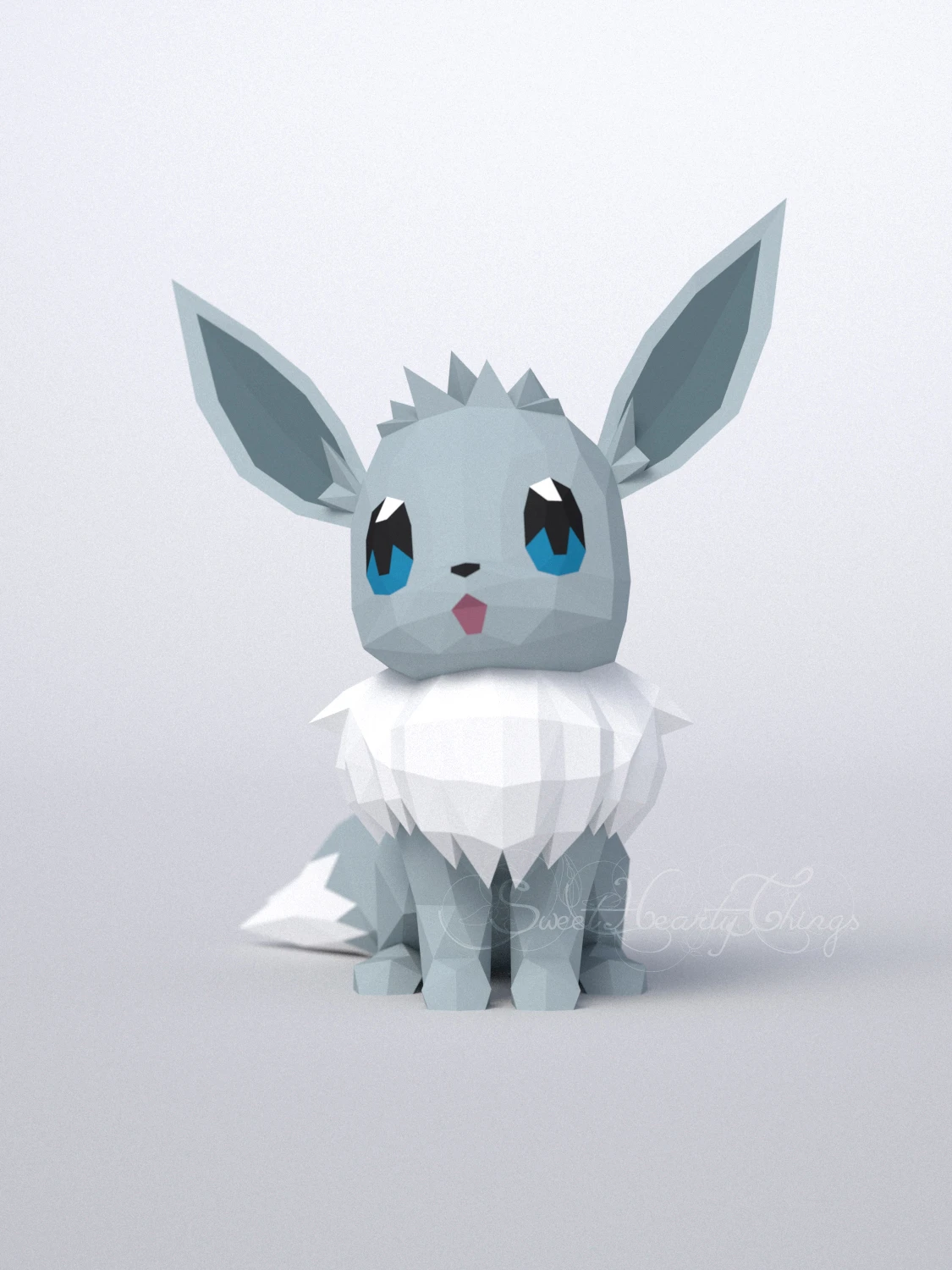 DIY 3d papercraft Pokemon Eevee Shiny PDF Templates Low Poly SweetHeartyThings