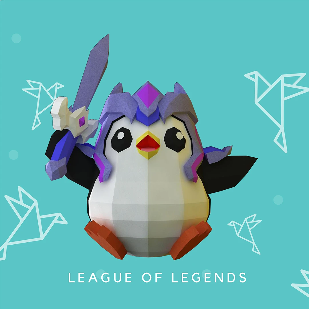 League of Legends Penguin Papercraft PDF, Template For office, Room, Decor, DIY gift for friends, family, Low poly Paper, Paper Craft 3D kit by J3Du